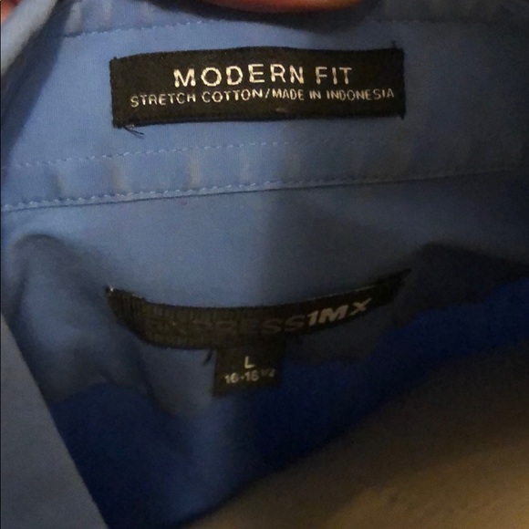 Express modern fit 1MX large blue dress shirt - Picture 3 of 4